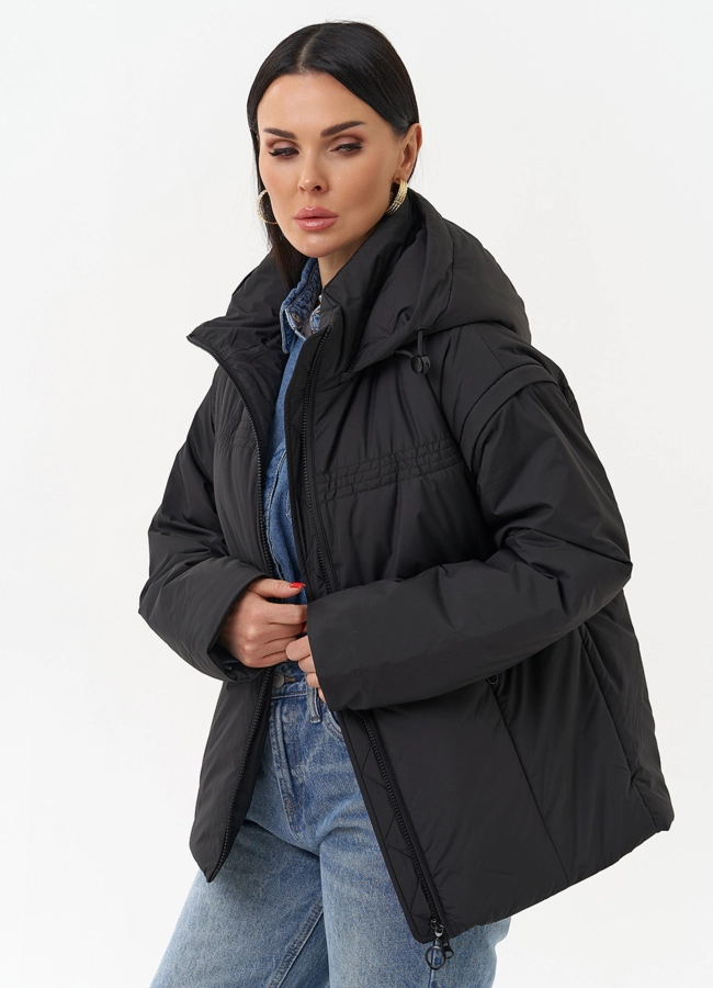 Женская утепленная куртка со съемными рукавами модель № 30011 универмаг малина