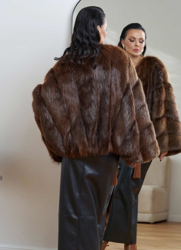 Шуба "болеро" из меха канадского бобра