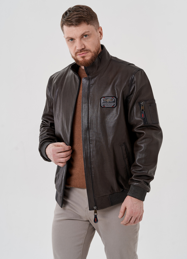 Мужская куртка из натуральной кожи  модель № 24393 универмаг малина