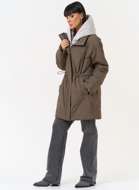 Женская удлиненная куртка со съемным капюшоном