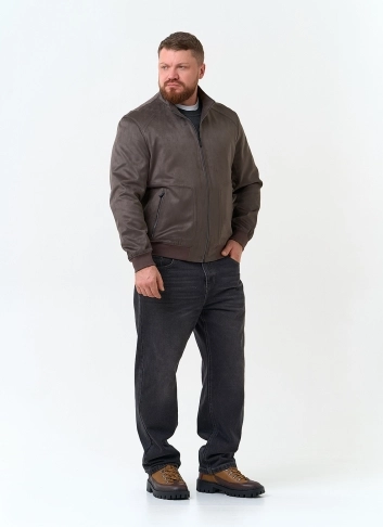 Мужская куртка бомбер из эко замши фото