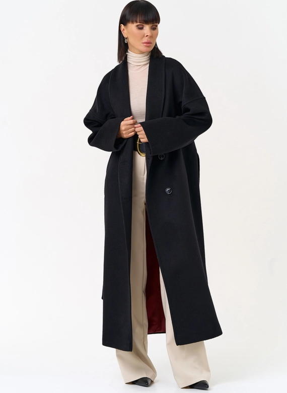 Женское пальто с воротником шаль фото