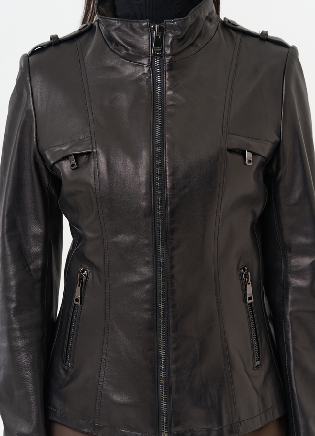 Женская кожаная куртка модель № 20500 универмаг малина