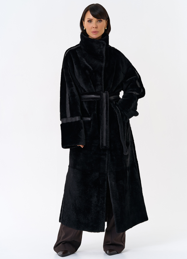 Женская двухсторонняя дубленка с воротником стойкой модель № 31914 универмаг малина