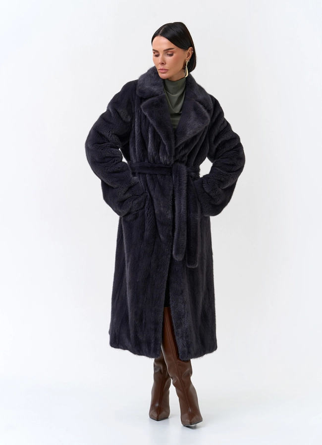 фото Женская шуба из меха норки с английским воротником модель № 33694