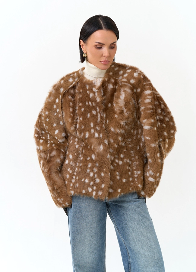 Дубленка двухсторонняя с принтом бемби модель № 34380 универмаг малина фото