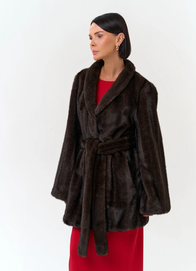 Женское пальто из эко меха модель № 33871 универмаг малина