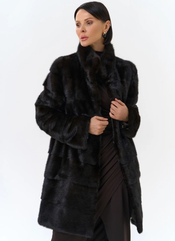 Поперечная шуба из норки фото