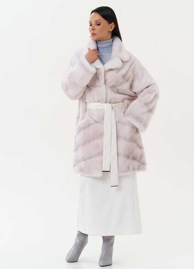 Шуба из норки с английским воротником  модель № 25599 универмаг малина
