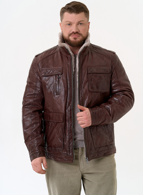 Куртка из натуральной кожи коричневого цвета