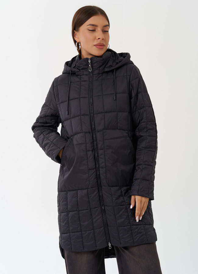 фото Стеганое пальто с капюшоном модель № 28296
