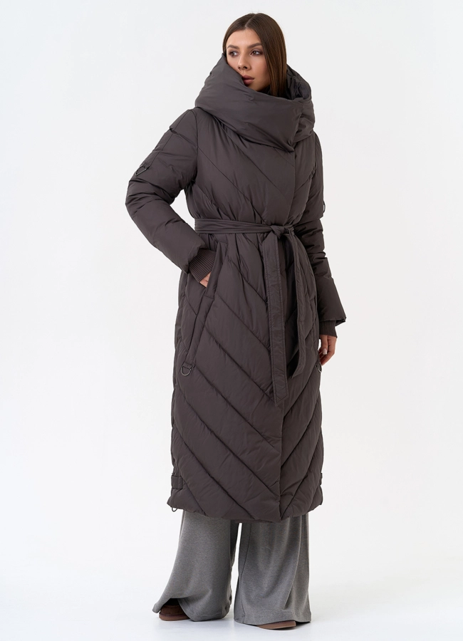 Женский длинный пуховик с капюшоном модель № 31394 в кредит