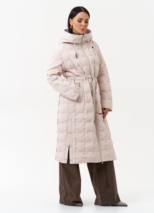 Женское утепленное пальто с капюшоном модель № 29942 в кредит