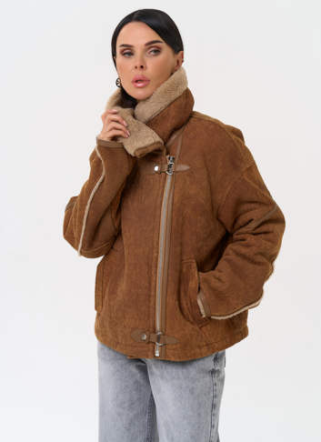 Короткая дубленка с воротником