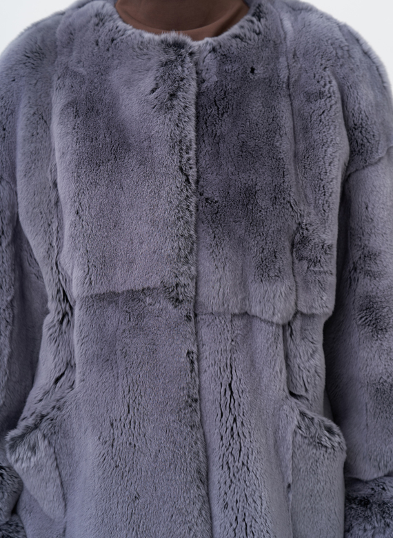 Короткая шуба из меха кролика