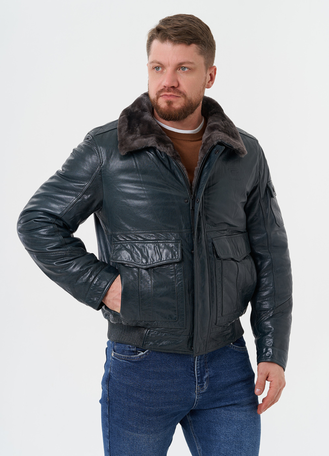 фото Утепленная куртка из натуральной кожи модель № 28091