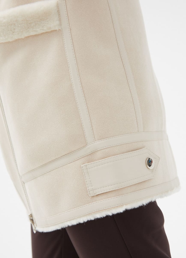 Женская удлиненная дубленка из эко кожи модель № 32023 универмаг малина